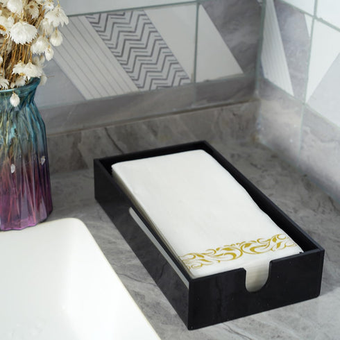 Acrylic Napkin Holder for Bathroom, Guest Towel Holder Tray, Bathroom Disposal Paper Hand Face Towels Holder (Black)
