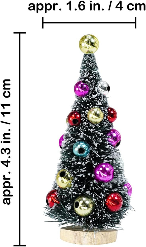 6 4.3 Inch Winlyn Pcs Artificial Mini Christmas Trees Frosted Green Bottle Brush Trees with Wood Bases Sisal Trees