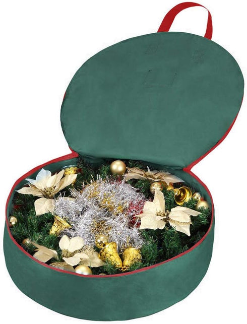 Primode 2 Pack Christmas Wreath Storage Bag 24", Artificial Wreath Container with Sturdy Handles and Dual Zipper