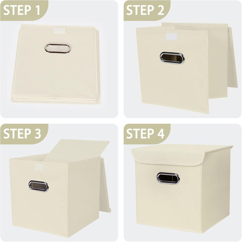 Closet Organizers Fabric Storage Bins with Lids, 3 Pack Collapsible Cube Storage Organizer Basket with Handles for