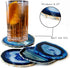 JIC Gem 3-3.5" Dyed Blue Color Small Size Agate Coasters Set of 4 with Protective Rubber Bumper