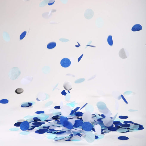 TecUnite Round Tissue Paper Table Confetti Dots, 1.76 oz, White Blue Confetti for Wedding Birthday Party Decoration