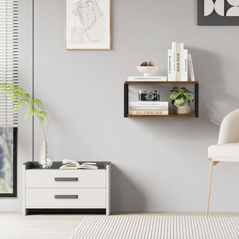 Floating Nightstand, Wood Bedside Shelf Wall Mounted Nightstand, Floating Bedside Table Wall Shelf for Bedroom, Living