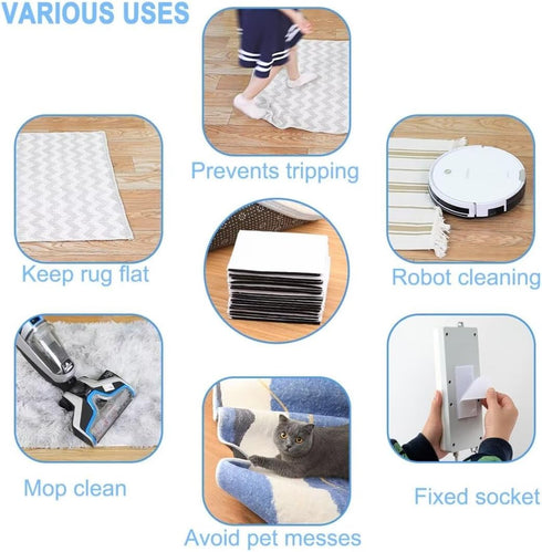 Rug Tape Pad - Carpet Hook and Loop Non-Slip Mat Anti-Skid Stickers (10PCS, Black)