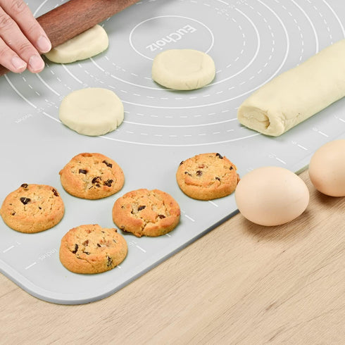 Extra Thick Silicone Pastry Mat 24"x16" - Non Stick Food Grade Dough Rolling Bake Mat with Edge Heightening