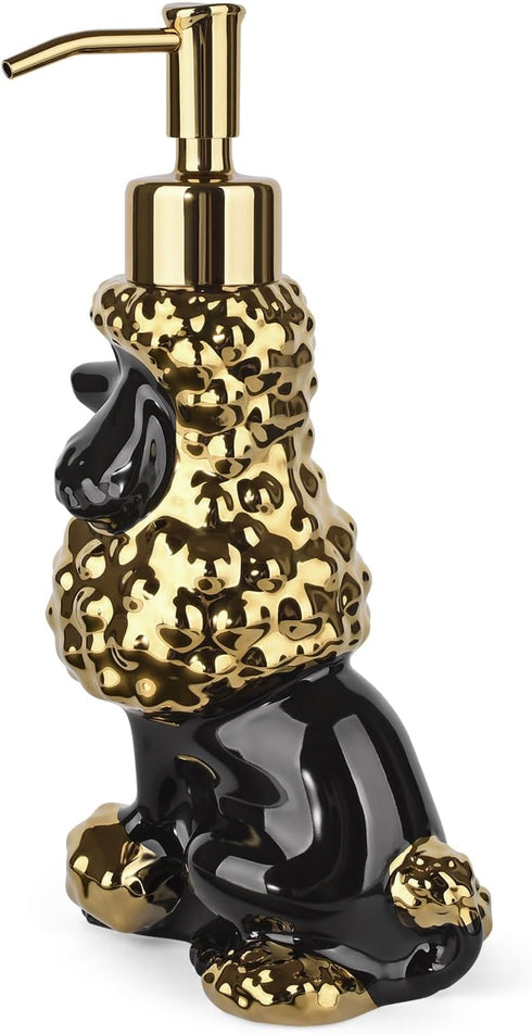 Poodle Shaped Soap/Lotion/Hand Sanitizer Ceramic Dog Lover Stainless Steel Pump Dispenser for Dog Mom Gifts, Refillable