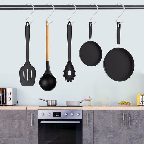 4 Pack Large S Hooks for Hanging Heavy Duty, 6 inch Non Slip Vinyl Coated Metal Closet S Hooks for Kitchen Utensils,