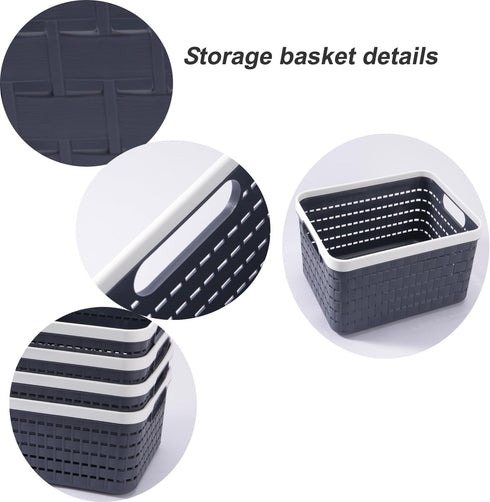 Plastic Storage Bin Baskets - Small Pink Toilet Paper Basket for Bathroom, Organizer Shower Caddy with Handles (2 Pack)