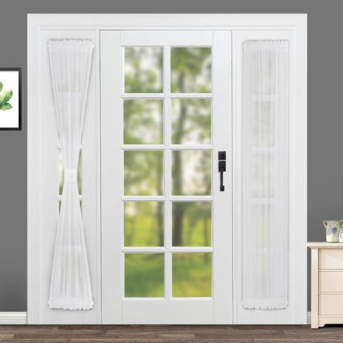 Rose Home Fashion Voile French Door Curtains, Set of 2 Panels, White, W30 x L72