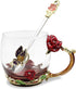 Enamels Butterfly Flower Tea Cup, Glass Coffee Mugs with Spoon, Gifts for Birthday, Valentines, Mothers Day.