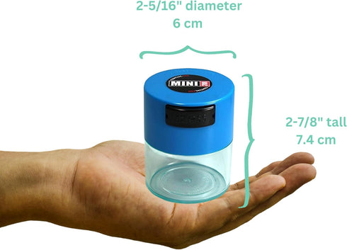 Minivac Airtight Multi-Use Vacuum Seal Container - 10g to 30 grams, Light Blue Clear