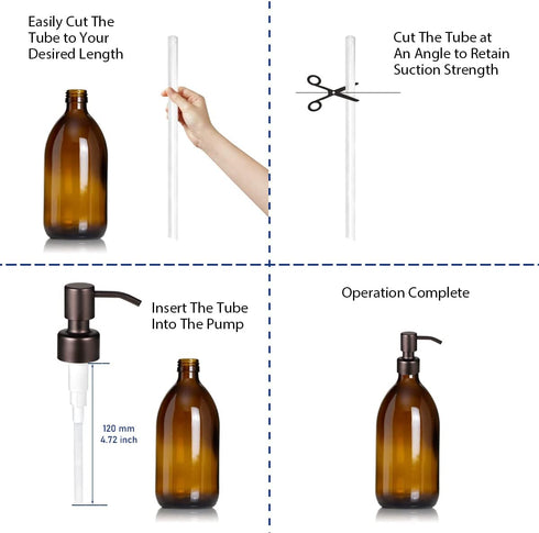 4PC Soap Dispenser Lids, 304 Stainless Steel Replacement Pump with Waterproof Label Stickers for Bottles (Bronze)