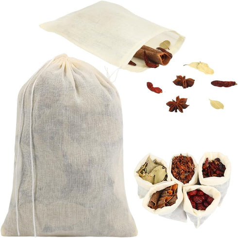 YQL Spice Bags for Cooking - 30PCS 5.9x7.8 Inch Reusable Natural Cotton Soup Bags with Drawstring