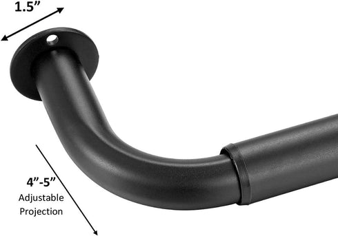 Room Darkening Curtain Rod, Wrap Around Design, Extra-Thick 1-Inch Diameter Extendable Metal Rod Set for Blackout