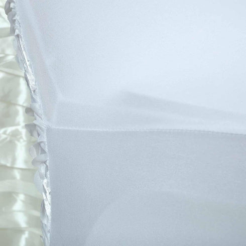 5 Rosette Efavormart PCS White Satin Spandex Stretch Folding Chair Cover for Party Dining Chairs Wedding W/Foot Pockets