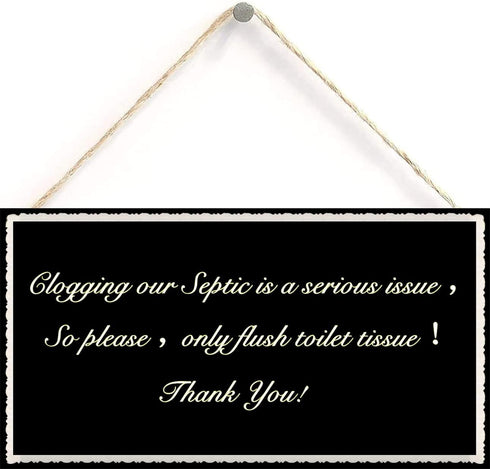 Thank You Sign Only Flush Tissue Hanging Bathroom Plaque, 12 inch by 6 inch, Toilet Wall Door Decor
