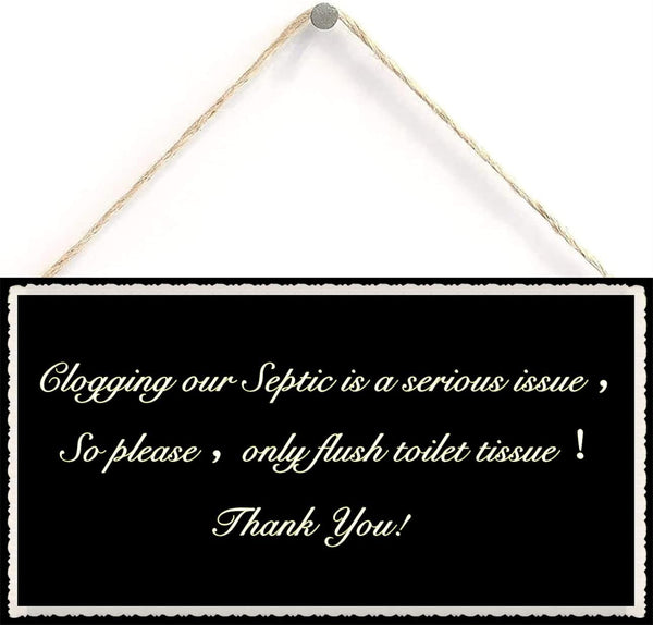 Thank You Sign Only Flush Tissue Hanging Bathroom Plaque, 12 inch by 6 inch, Toilet Wall Door Decor