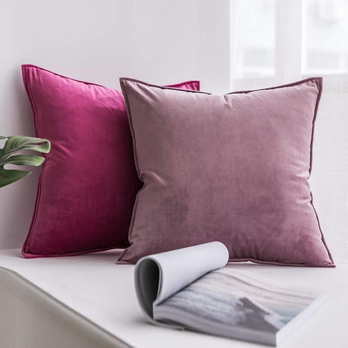 MIULEE Pack of 2 Soft Hot Pink Decorative Velvet Throw Pillow Covers, 18x18 Inch for Sofa, Bedroom