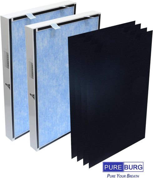 PUREBURG Replacement Filter Set for MOOKA EPI360 Air Purifier, 2 x H13 HEPA + 4 x Activated Carbon