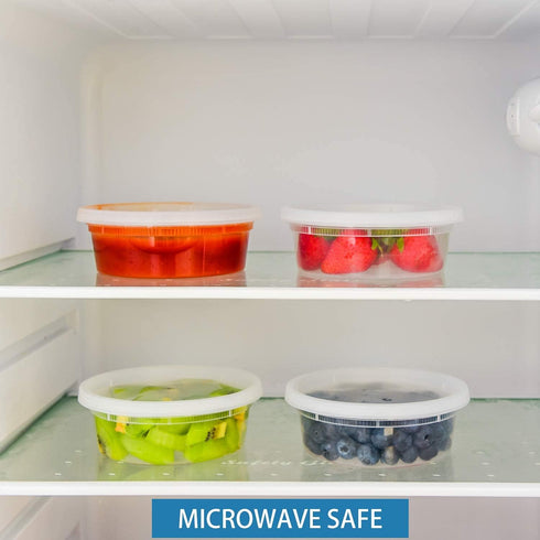 TashiBox 8 oz Plastic Food Storage Containers, 50 Sets with Lids, Airtight, BPA Free, Microwave/Dishwasher Safe