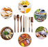Reusable Wooden Utensil Flatware Set, 10 Pcs Bamboo Spoon and Fork Travel Cutlery Set with Case