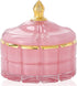 7 oz Pink Glass Jewelry Jar Cube - Facets Candy Storage Sugar Bowl with Lid for Kitchen Bath Gift Organizer