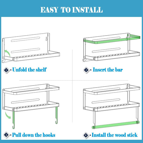Magnetic Spice Rack Organizer Single Tier Refrigerator Shelf, Easy to Install for Spices, Jar of Olive Oil (White, With