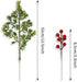 Kunjocy 40PCS Christmas Artificial Pine Branches Frosted Berry Stems Fake Evergreen Norfolk Cypress Sprigs Holly