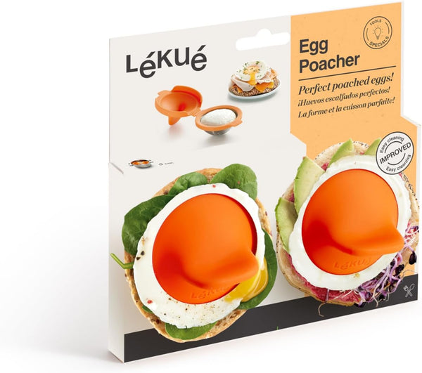 Lekue Poached Egg Maker, Poached Egg Cooker Set of 2, Orange