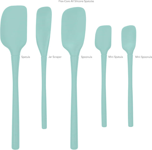 Tovolo 5-Piece Silicone Utensil Set (Light Aqua): Spatula, Spoonula, Jar Scraper, Mini Spatula, Mini Spoonula