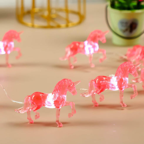 8.5 20LED Unicorn Night Lights Pink String Lights Cute Fairy Lights Unicorn Horse Gifts USB Plug in or Battery Power