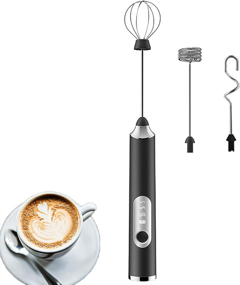 MOSHOU Electric Milk Frother Handheld, 3 Speeds Coffee Whisk Foam Maker with USB C Rechargeable, Drink Mixer for