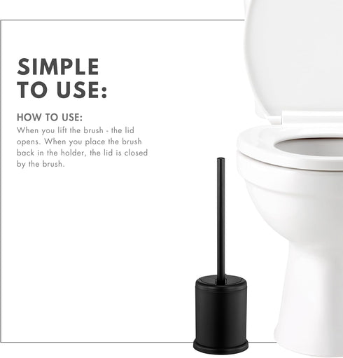 2 Pack ToiletTree Products Deluxe Toilet Brush with Lid - Black