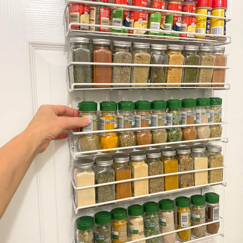Evelots Over the Door Pantry Spice Rack Organizer, 6 Tier Adjustable Metal Baskets for Kitchen and Bathroom Storage