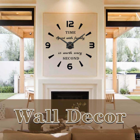 VANGOLD Oversized Wall Clock, Decorative Wall Clocks for Living Room Decor, Battery Operated, Black