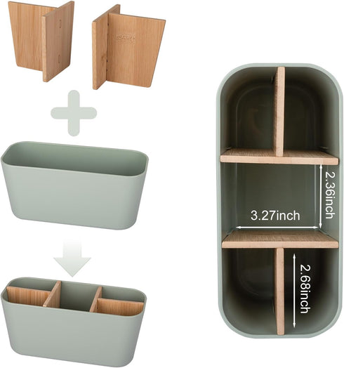 5 Countertop Toothbrush Holders for Bathrooms, Bamboo Tooth Brush Holder with Slots Bathroom Vanity Organizer