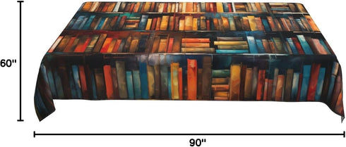 60x90 Inch Library Bookshelf Rectangle Tablecloth Washable Table Cloth Table Cover Waterproof for Decoration Kitchen