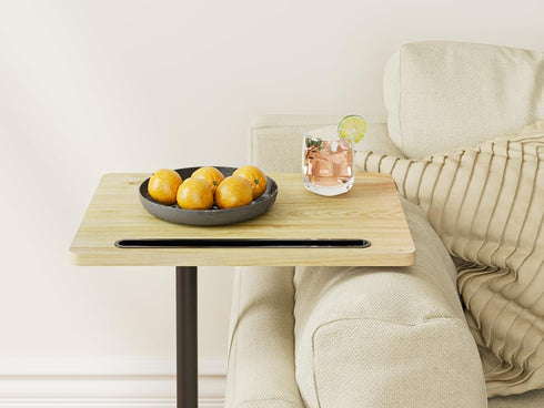 360 Masupu Sofa Arm Tray Table - Swivel Height Adjustable End Table, Small Snack Side Table for Couch, C Shaped Table