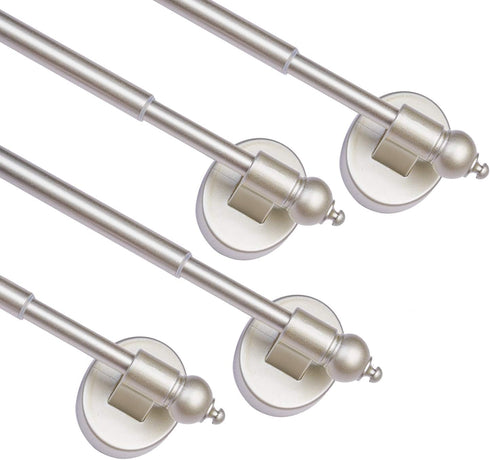Magnetic Curtain Rods, Adjustable Multi-Use Appliance for Metal Doors and Windows, 9-16 Inch, Nickel, 4 Pack