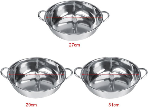 Stainless Steel Pot with Divider for Double-Flavor Soup Cooking, Suitable for Family Gatherings