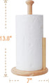 Paper Towel Holder Large Base Dia 7" Wooden Natural Color Countertop with Rubber Wood Round Base Kitchen Bathroom Roll Organizer Wooden Paper Holder Stand for Dining Table Home (ZJ281Y)