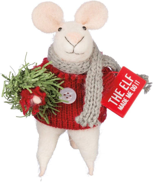 Primitives by Kathy 4.50 Inches Tall Mouse with Box Sign, The Elf Home Decor Accents