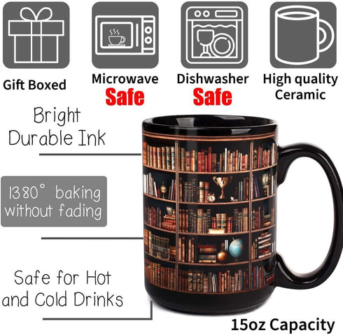 Kadiak 15oz Novelty Book Mug Librarian Gifts for Book Lovers Women Men, Book Club Books Lovers Gift for Readers