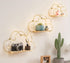 Niemro Golden Cloud Shape Floating Shelves with LED Lights Wall Decor,Gold Metal Wire
