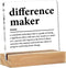 Difference Maker Gifts for Teacher Mentor Coach Boss, Clear Acrylic Desk Decorative Sign for Home Office, 4 x 4 Inches