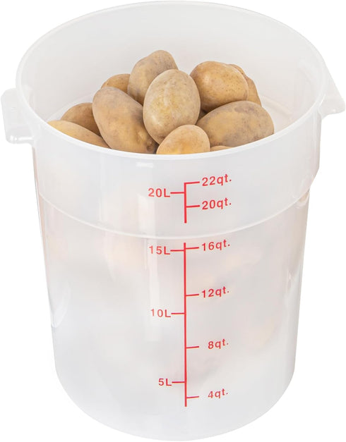 Restaurantware-Met Lux 22 Quart Food Storage Container - Translucent Storage Container with Red Volume Markers