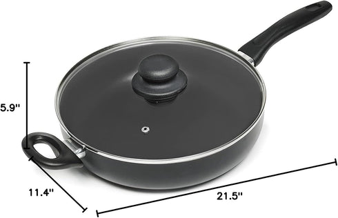IMUSA USA Jumbo Cooker with Lid, 11-Inch, Black