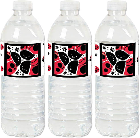 Big Dot of Happiness Happy Little Ladybug Water Bottle Sticker Labels, Set of 20 for Baby Shower or Birthday Party