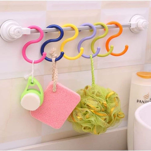 esowemsn 24pcs S Shaped Colored Plastic Hanging Hooks, Home Kitchen Accessories