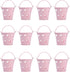 Tinplate Metal Bucket with Handle, 12pcs Mini Hollow Love Candy and Snack Storage Tin Bucket for Gardening Crafts, Home